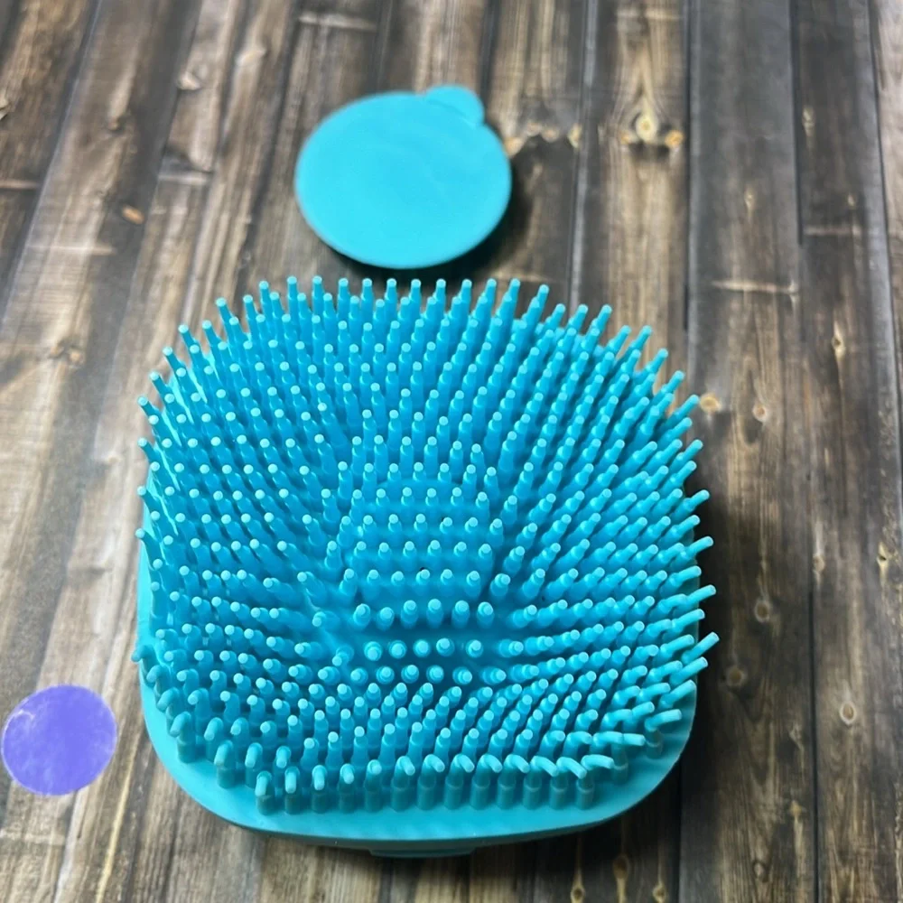 5for$10 Pet Silicone Sift Bristle Massage Bath Brush Body Wash Shampoo Blue Teal